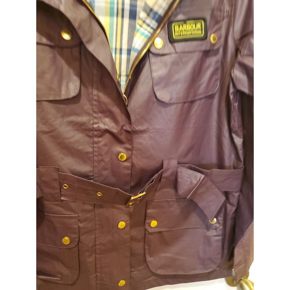 Barbour International Purple Waterproof Breathable Belted Jacket sz S - Picture 6 of 16